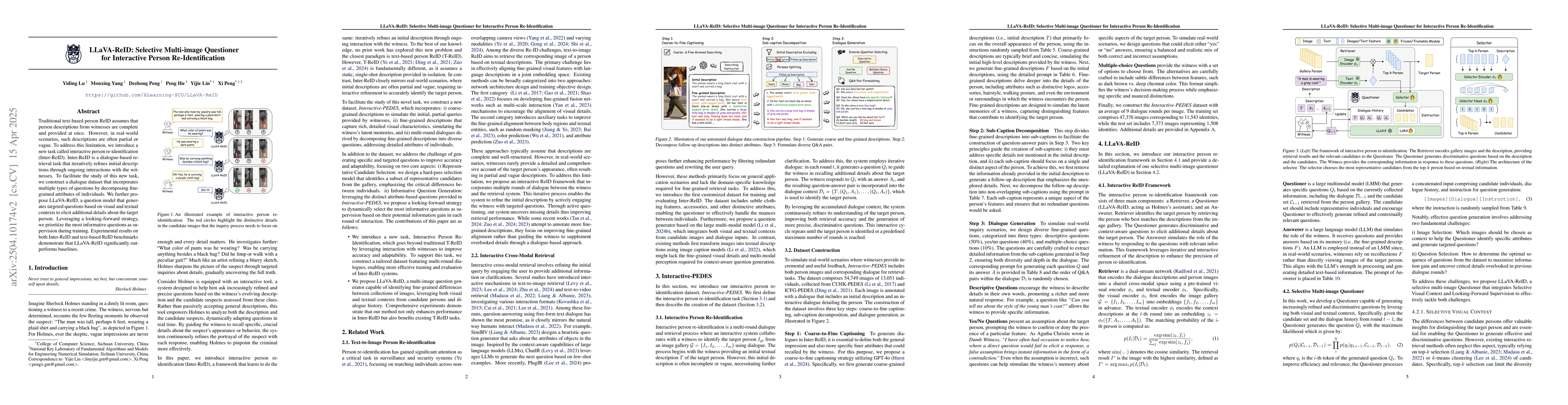 Thumbnail for LLaVA-ReID: Selective Multi-image Questioner for Interactive Person
  Re-Identification