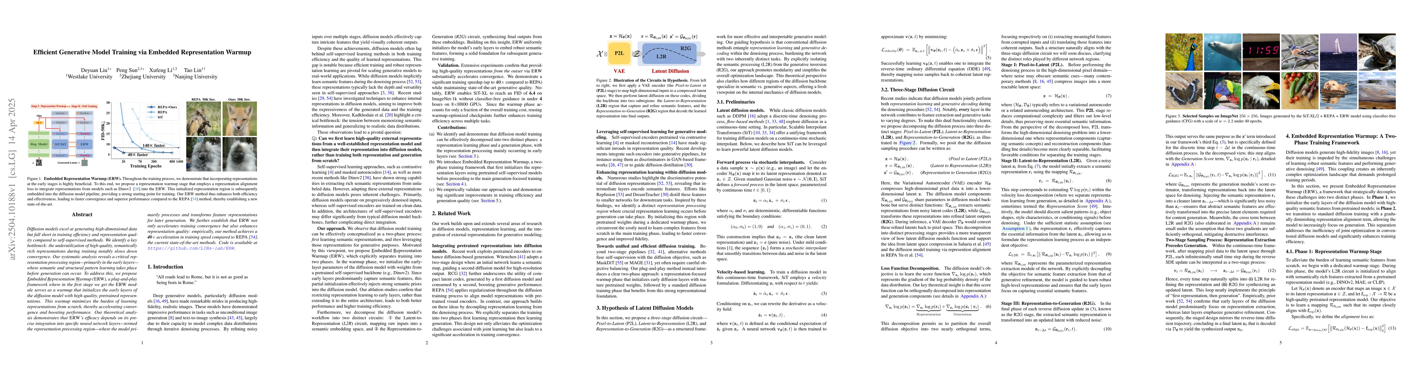 Thumbnail for Efficient Generative Model Training via Embedded Representation Warmup