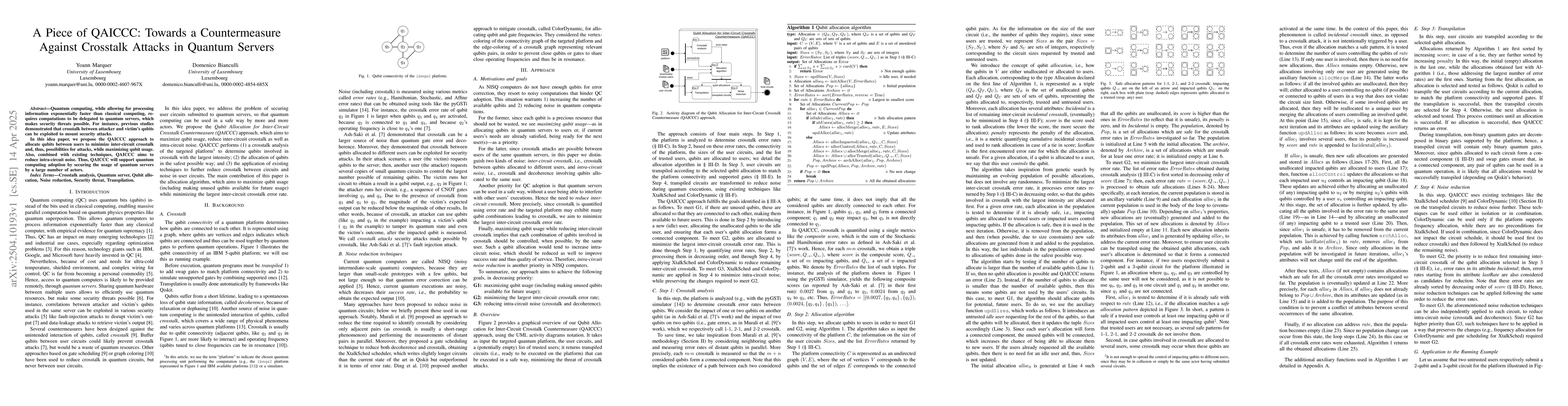Thumbnail for A Piece of QAICCC: Towards a Countermeasure Against Crosstalk Attacks in
  Quantum Servers