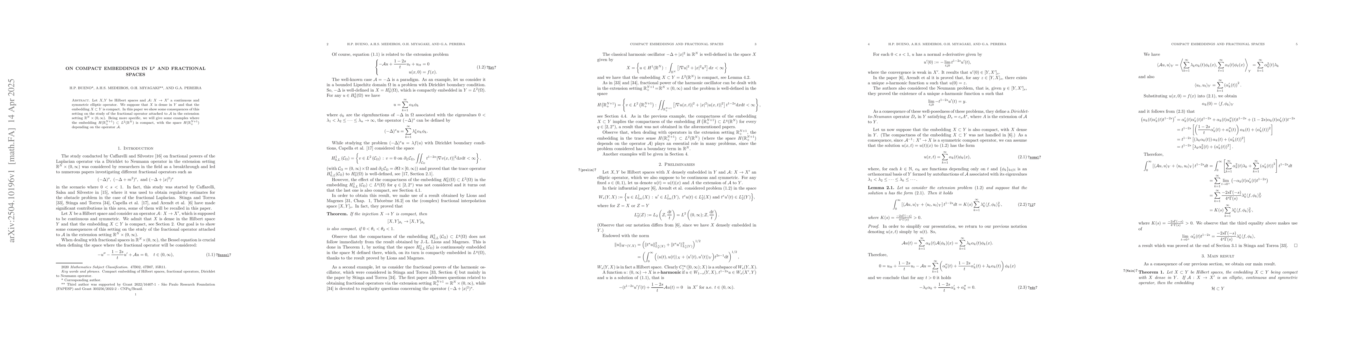 Thumbnail for On compact embeddings in $\mathbf{L^p}$ and fractional spaces