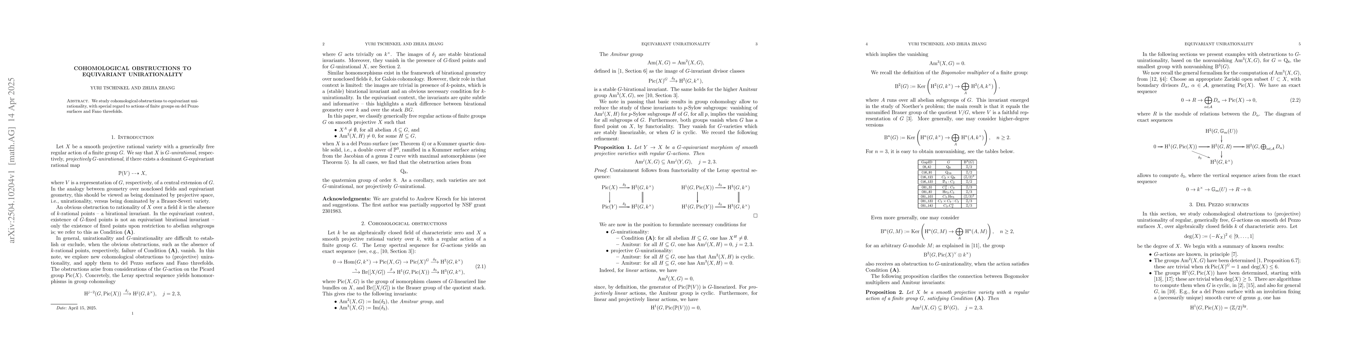 Thumbnail for Cohomological obstructions to equivariant unirationality
