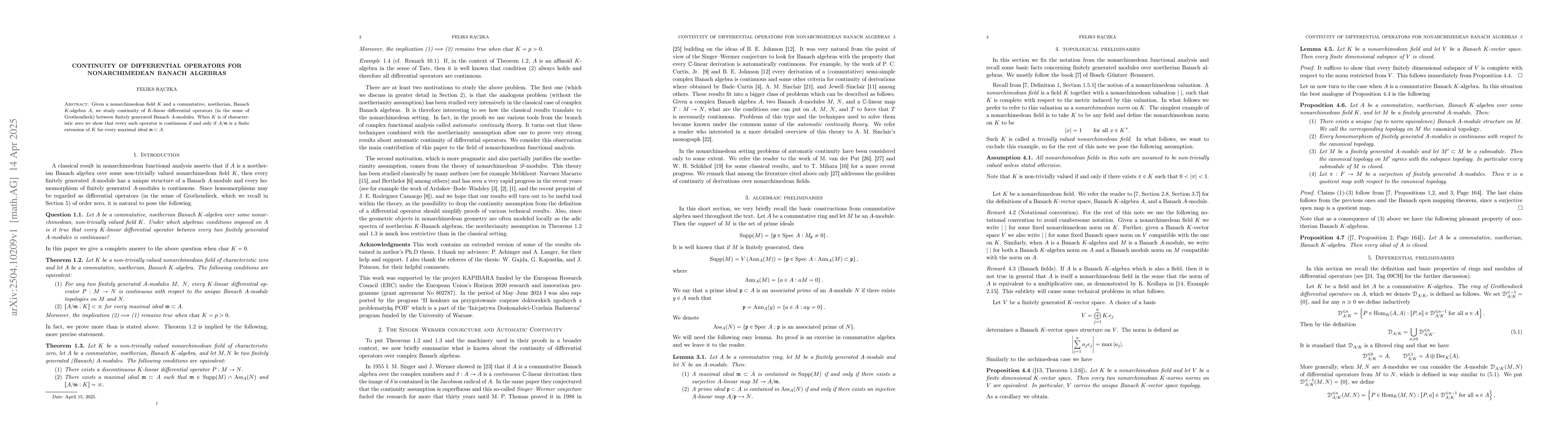 Thumbnail for Continuity of differential operators for nonarchimedean Banach algebras