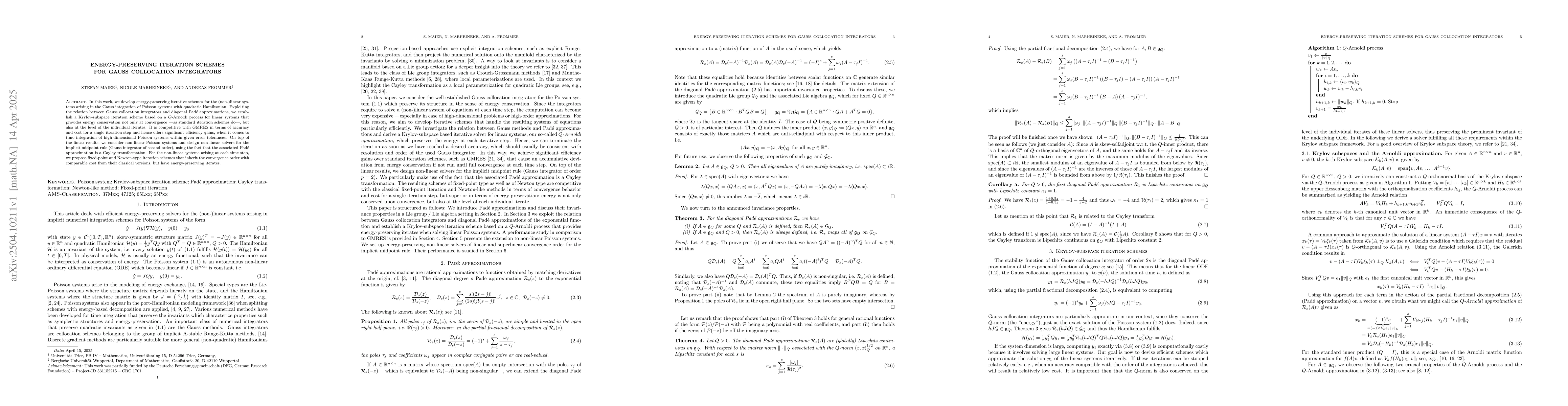 Thumbnail for Energy-preserving iteration schemes for Gauss collocation integrators