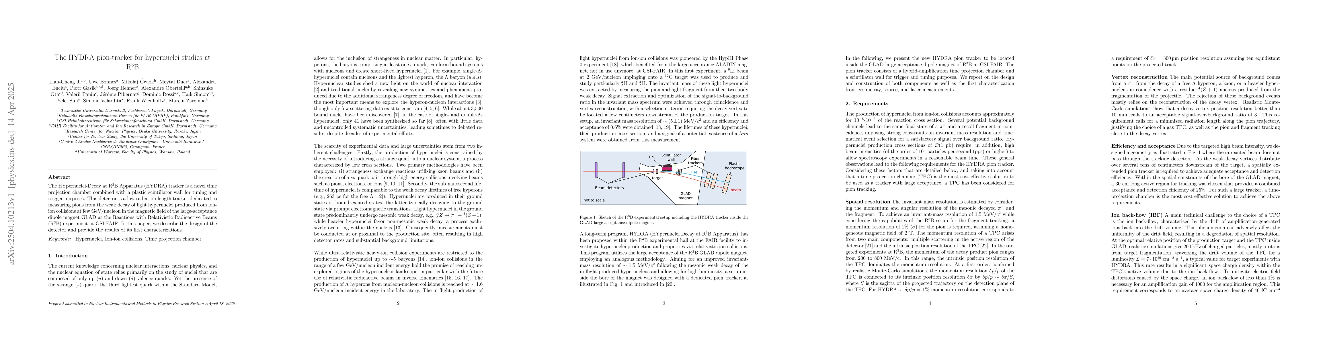 Thumbnail for The HYDRA pion-tracker for hypernuclei studies at R3B