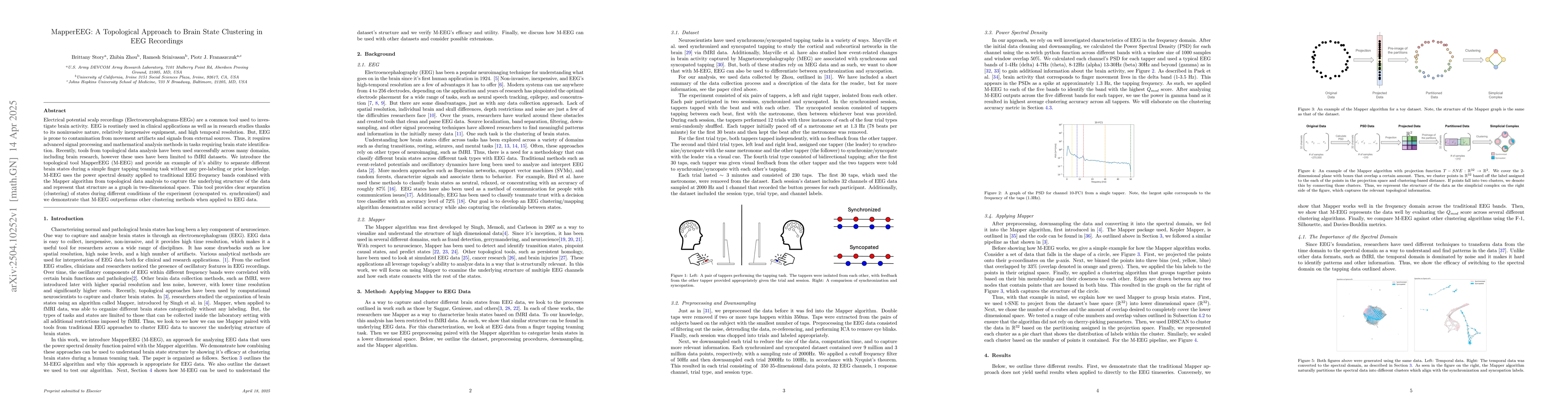 Thumbnail for MapperEEG: A Topological Approach to Brain State Clustering in EEG
  Recordings