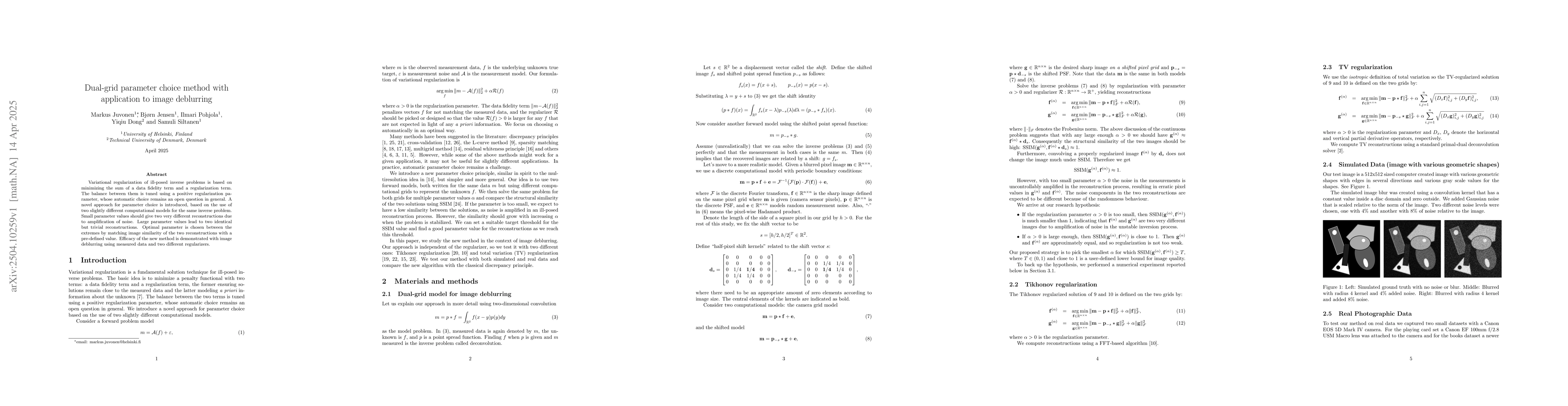 Thumbnail for Dual-grid parameter choice method with application to image deblurring