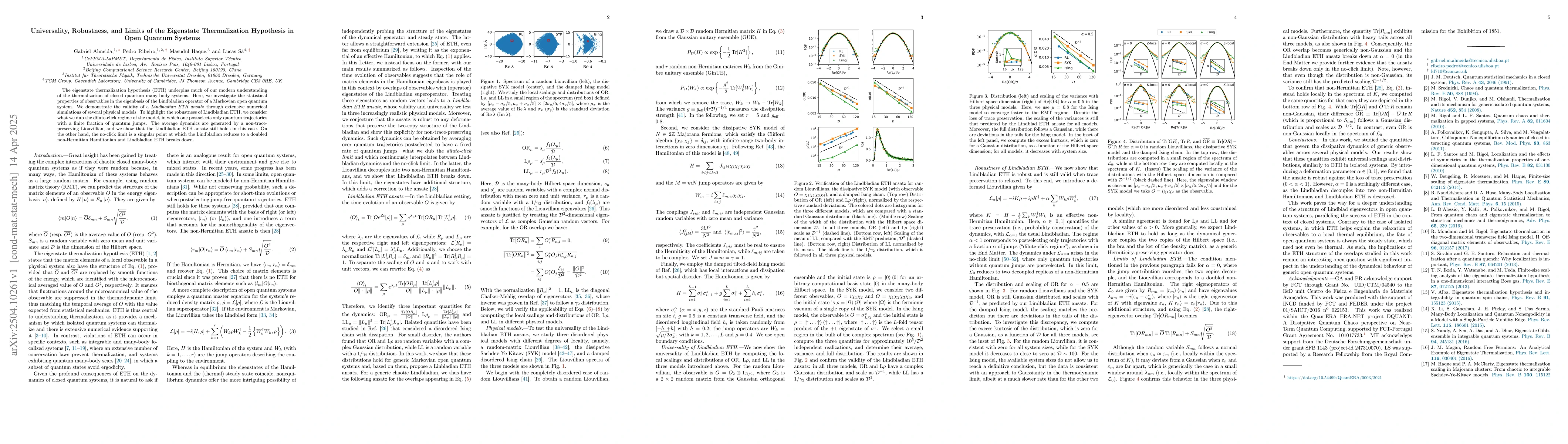 Thumbnail for Universality, Robustness, and Limits of the Eigenstate Thermalization
  Hypothesis in Open Quantum Systems