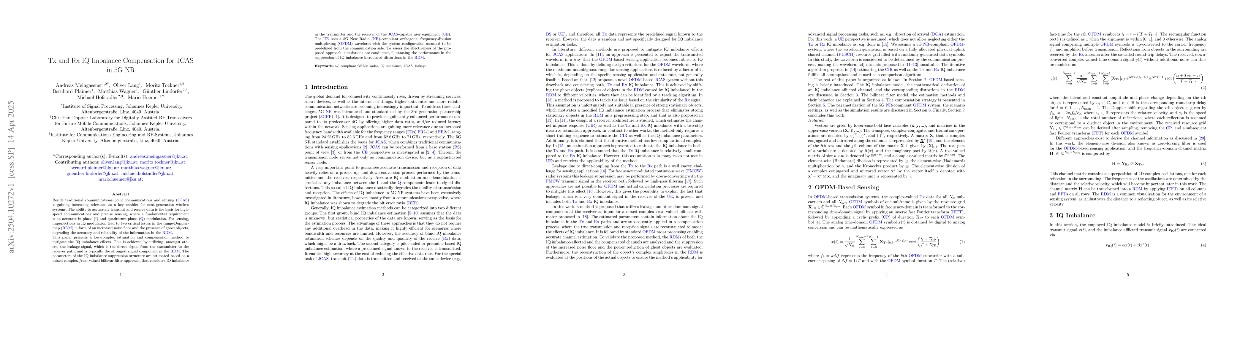 Thumbnail for Tx and Rx IQ Imbalance Compensation for JCAS in 5G NR