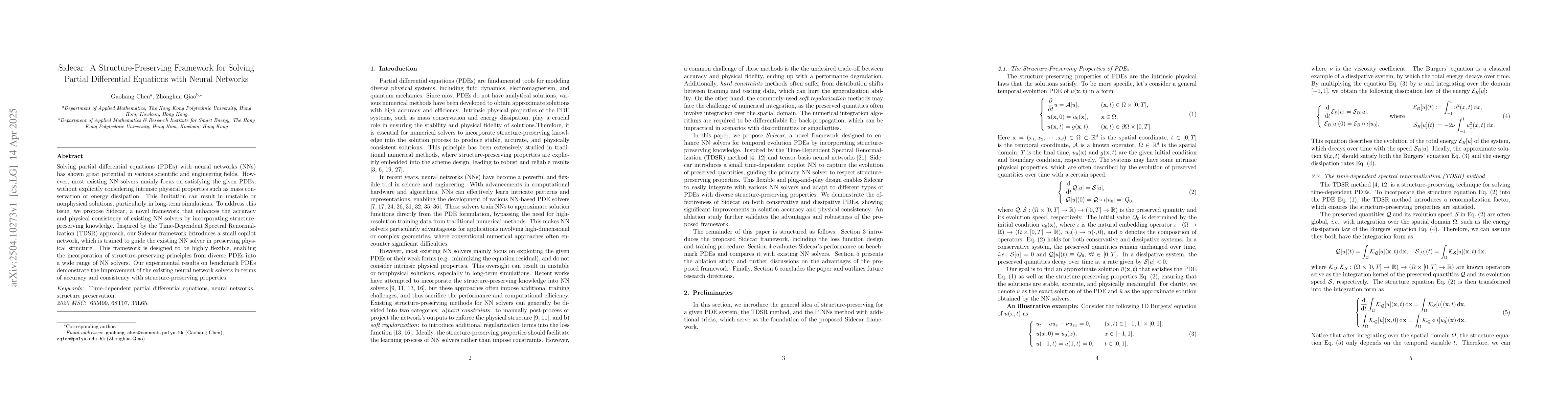 Thumbnail for Sidecar: A Structure-Preserving Framework for Solving Partial
  Differential Equations with Neural Networks