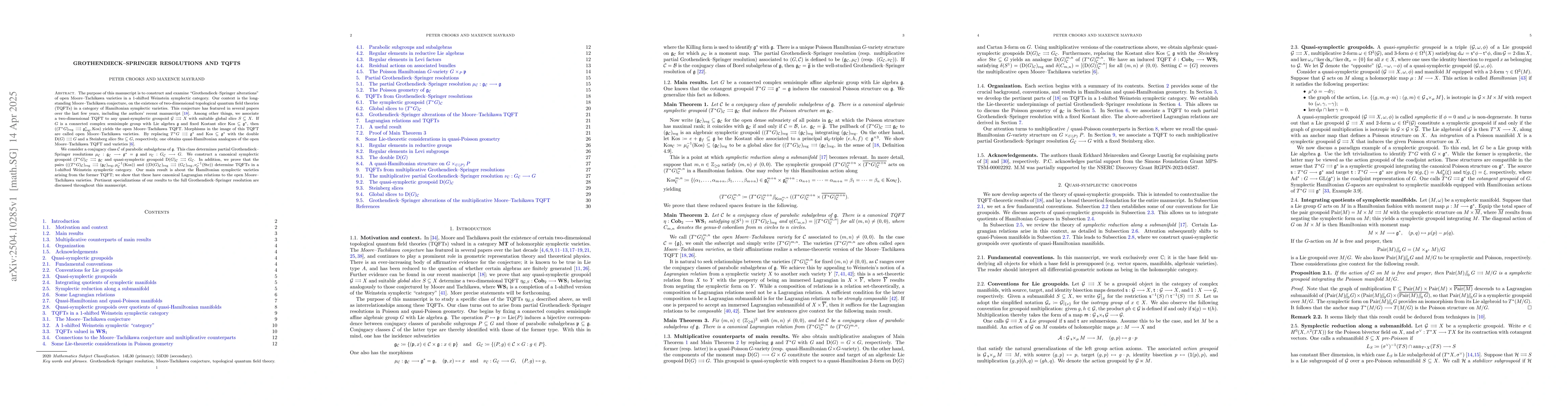 Thumbnail for Grothendieck-Springer resolutions and TQFTs