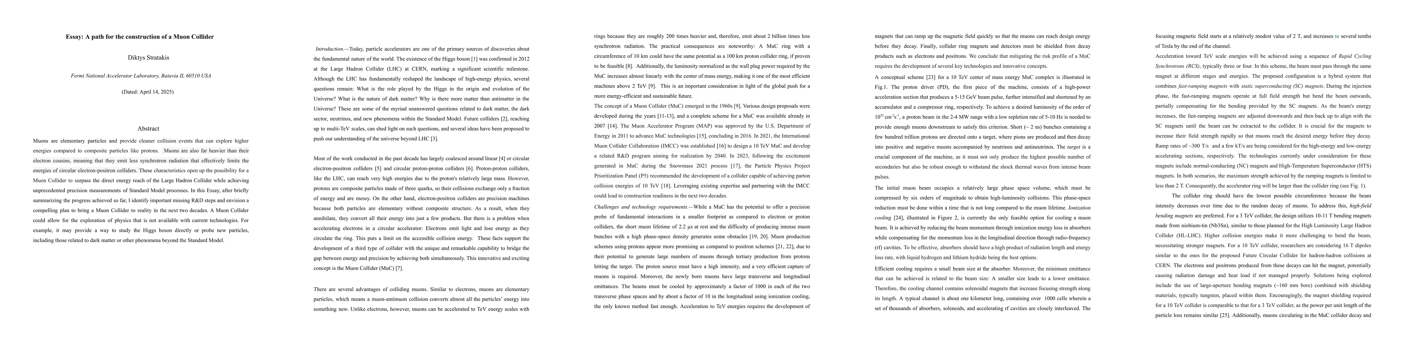 Thumbnail for Essay: A path for the construction of a Muon Collider