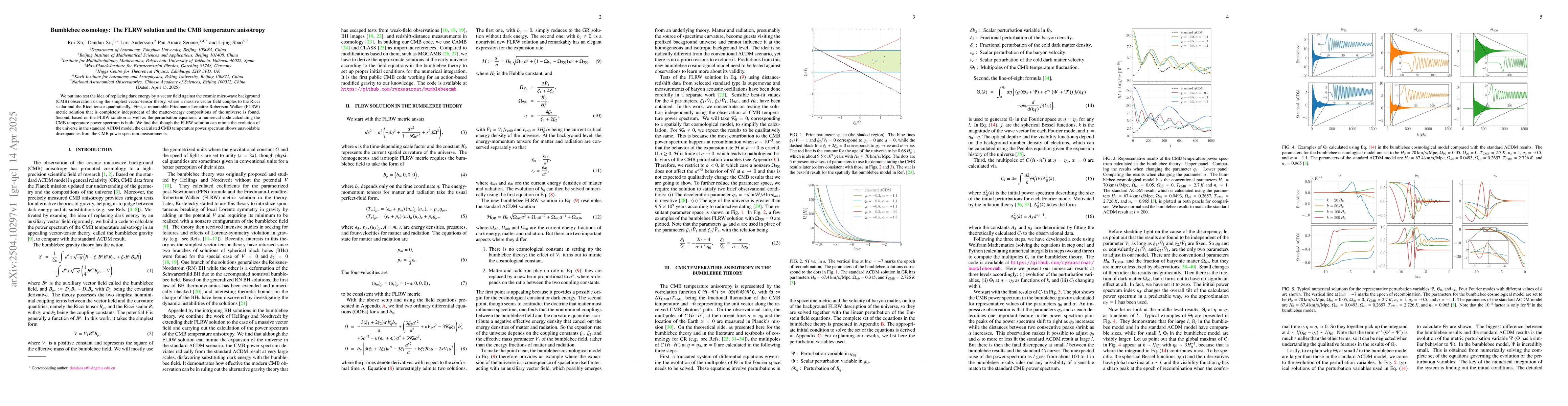 Thumbnail for Bumblebee cosmology: The FLRW solution and the CMB temperature
  anisotropy