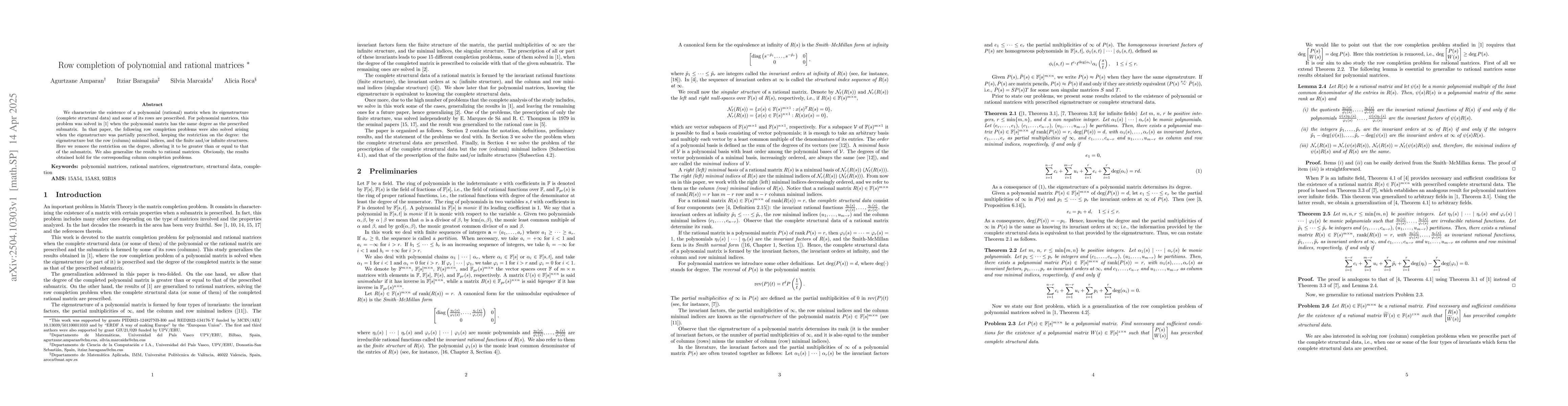 Thumbnail for Row completion of polynomial and rational matrices