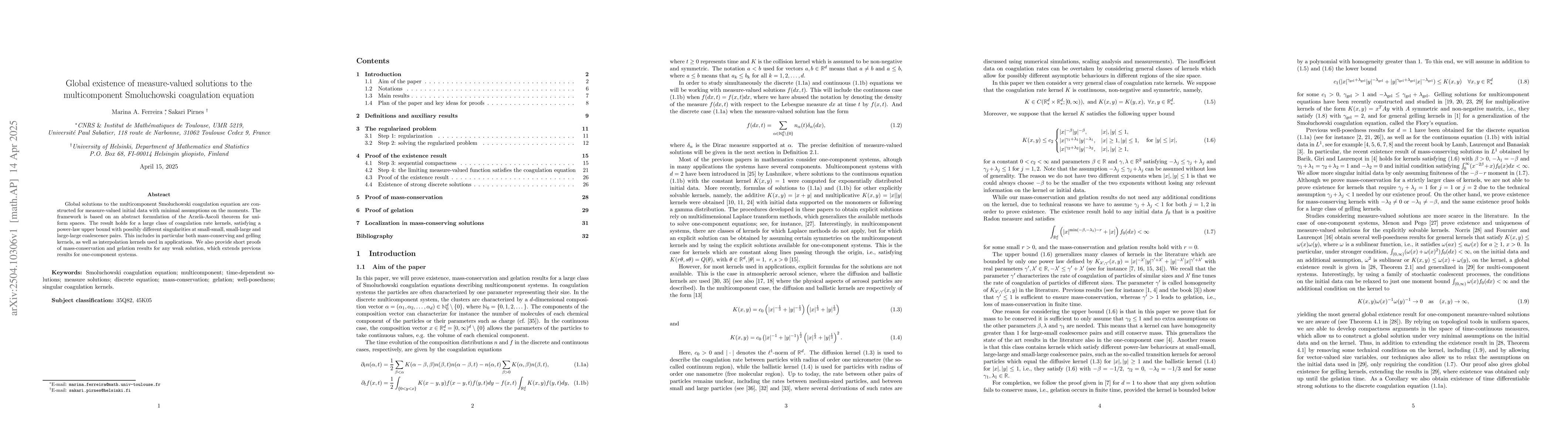 Thumbnail for Global existence of measure-valued solutions to the multicomponent
  Smoluchowski coagulation equation