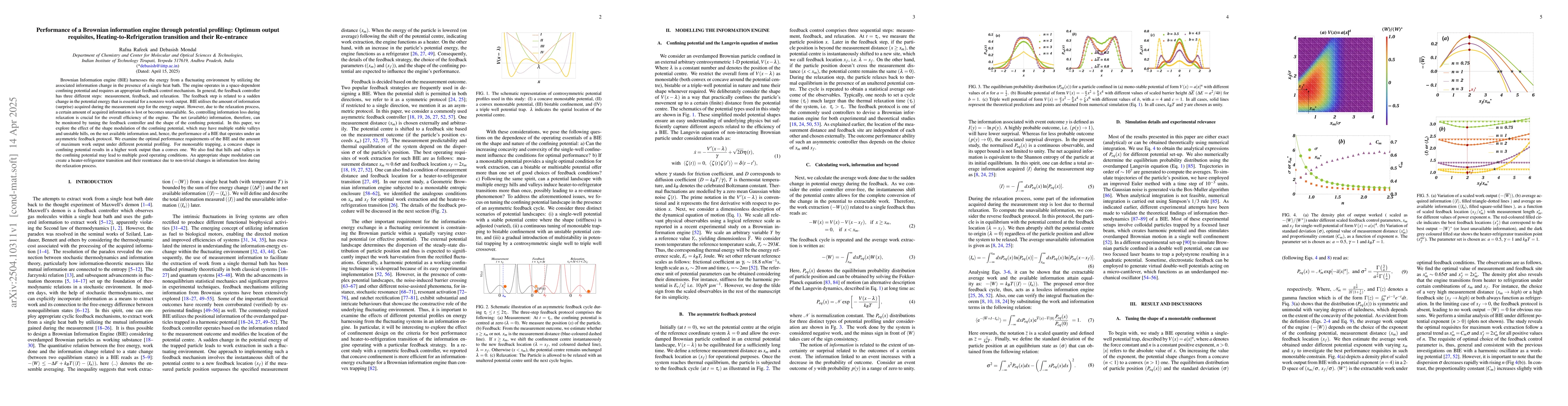 Thumbnail for Performance of a Brownian information engine through potential
  profiling: Optimum output requisites, Heating-to-Refrigeration transition and
  their Re-entrance