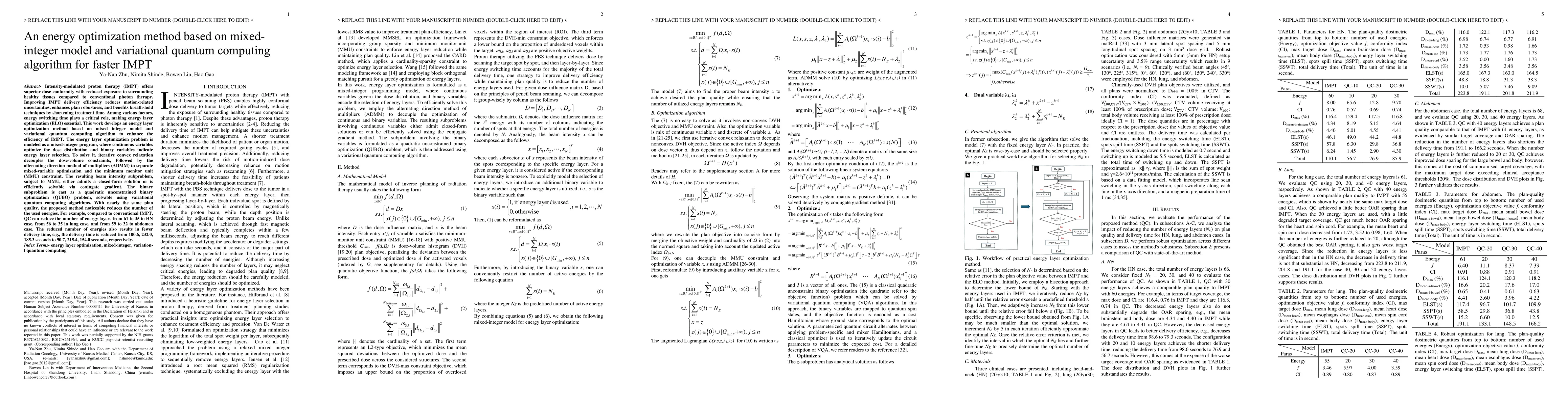 Thumbnail for An energy optimization method based on mixed-integer model and
  variational quantum computing algorithm for faster IMPT