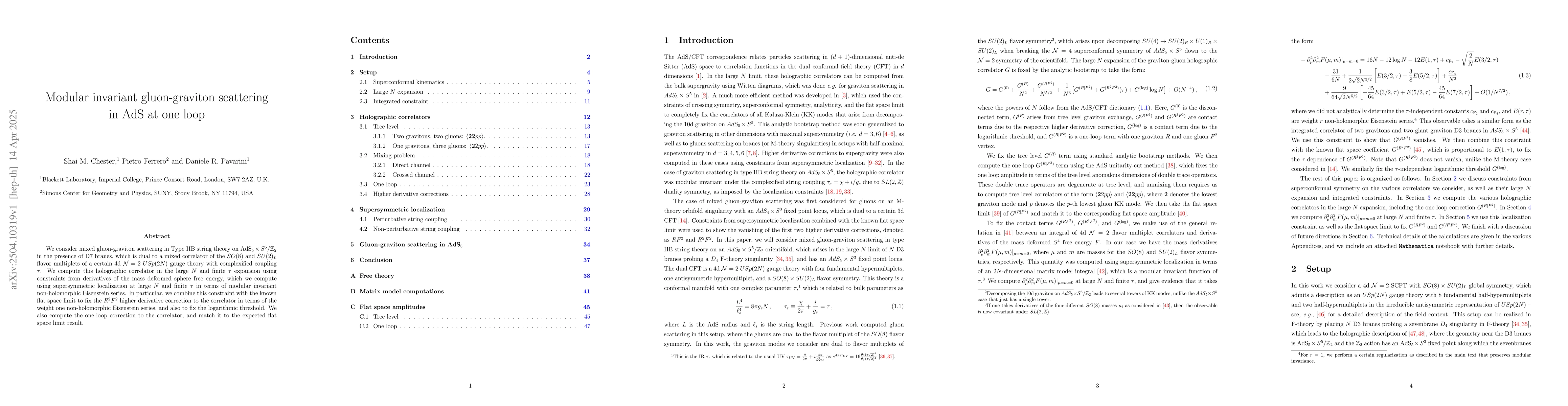 Thumbnail for Modular invariant gluon-graviton scattering in AdS at one loop
