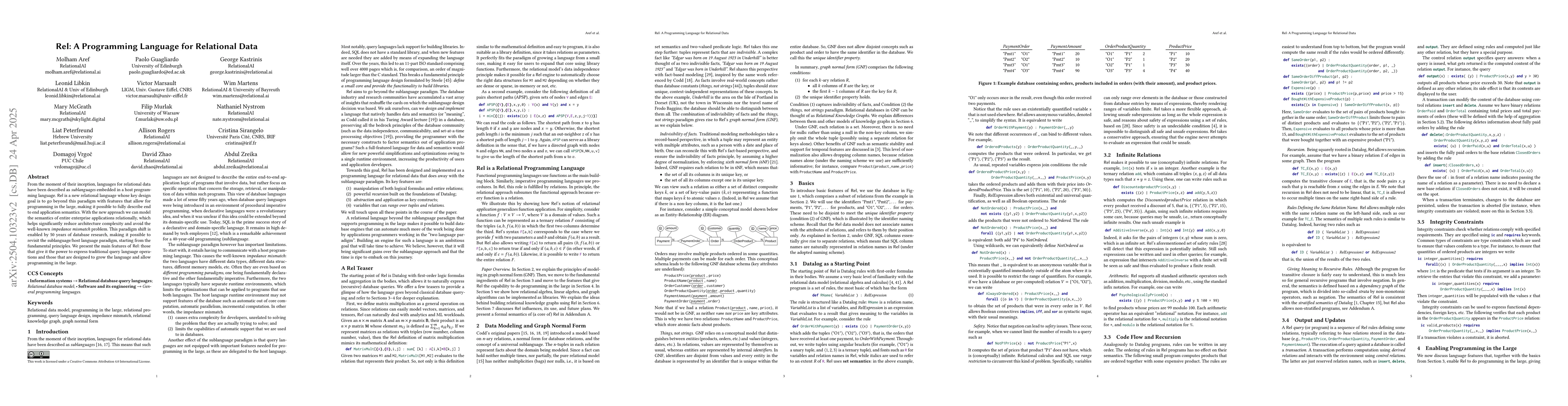 Thumbnail for Rel: A Programming Language for Relational Data