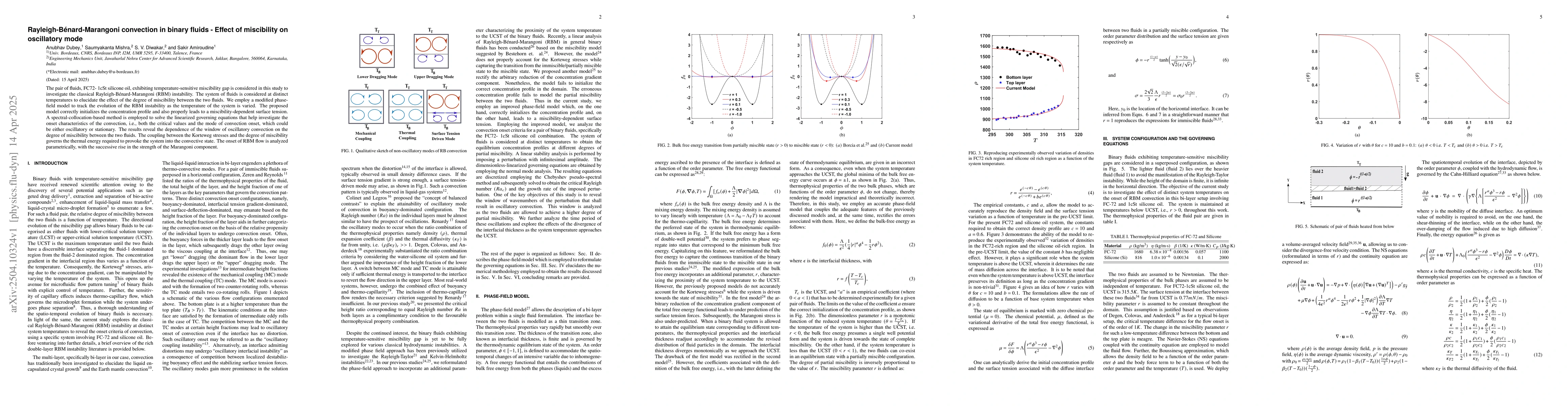 Thumbnail for Rayleigh-Bénard-Marangoni convection in binary fluids - Effect of
  miscibility on oscillatory mode