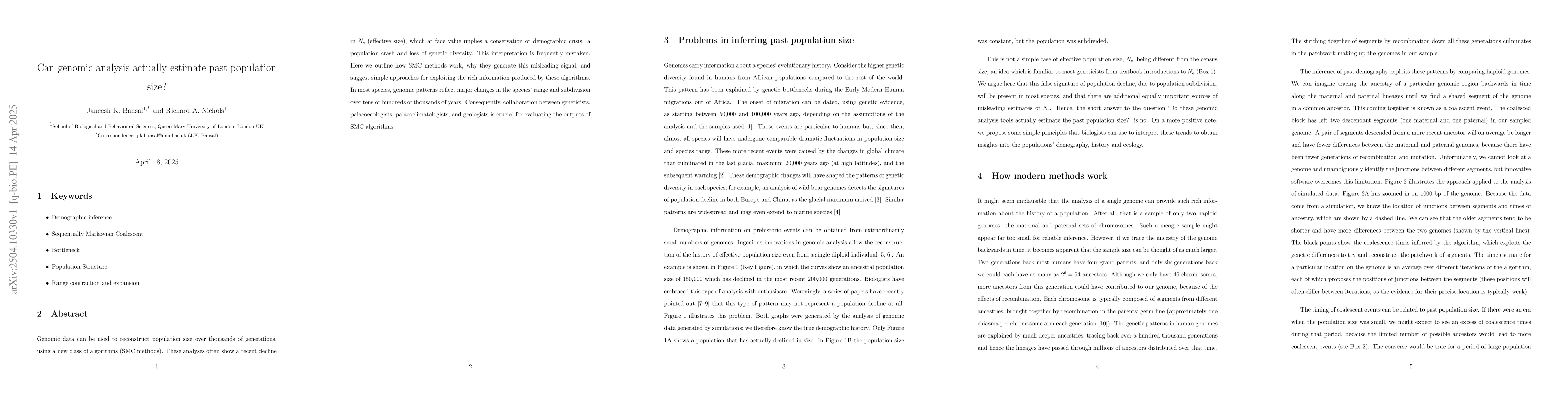 Thumbnail for Can genomic analysis actually estimate past population size?