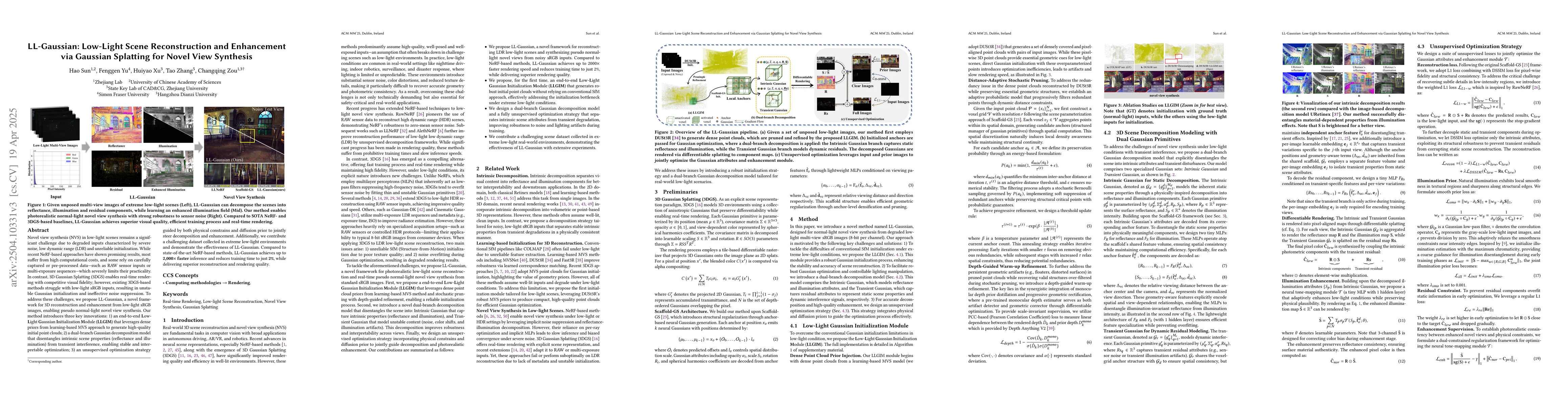 Thumbnail for LL-Gaussian: Low-Light Scene Reconstruction and Enhancement via Gaussian
  Splatting for Novel View Synthesis