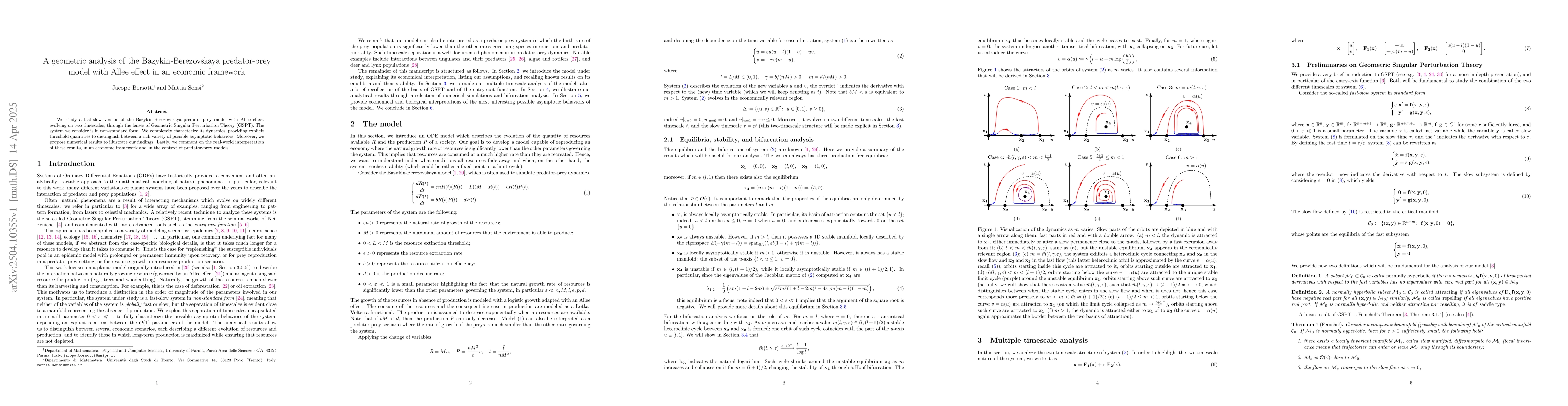 Thumbnail for A geometric analysis of the Bazykin-Berezovskaya predator-prey model
  with Allee effect in an economic framework