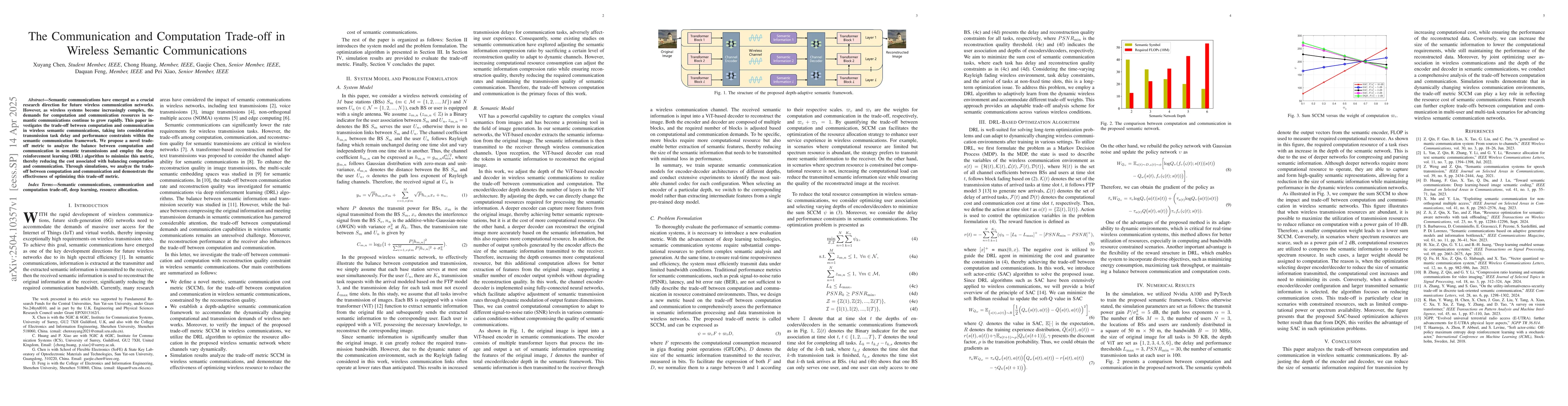 Thumbnail for The Communication and Computation Trade-off in Wireless Semantic
  Communications