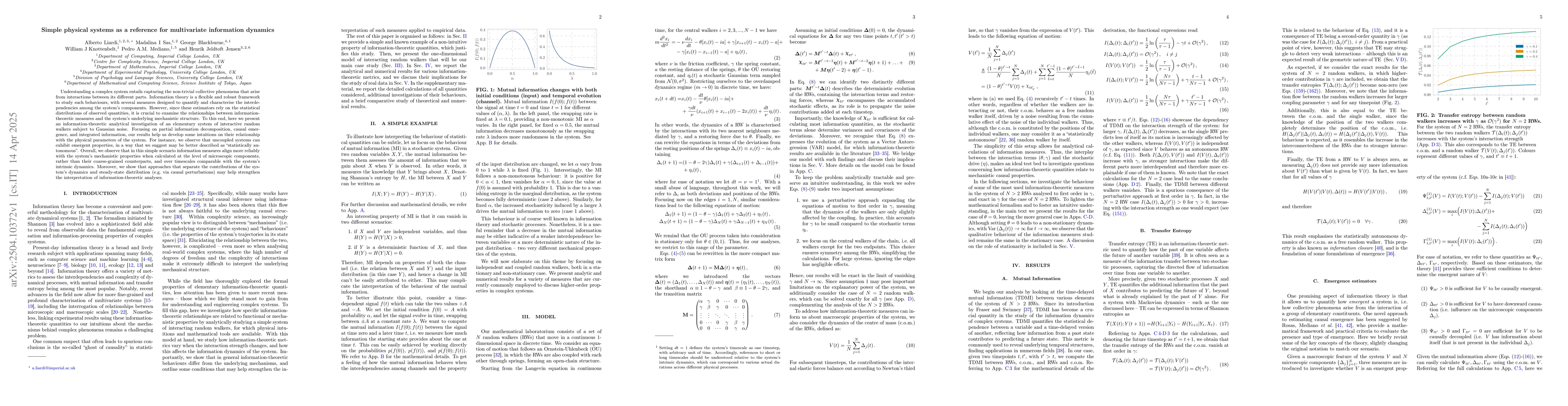 Thumbnail for Simple physical systems as a reference for multivariate information
  dynamics