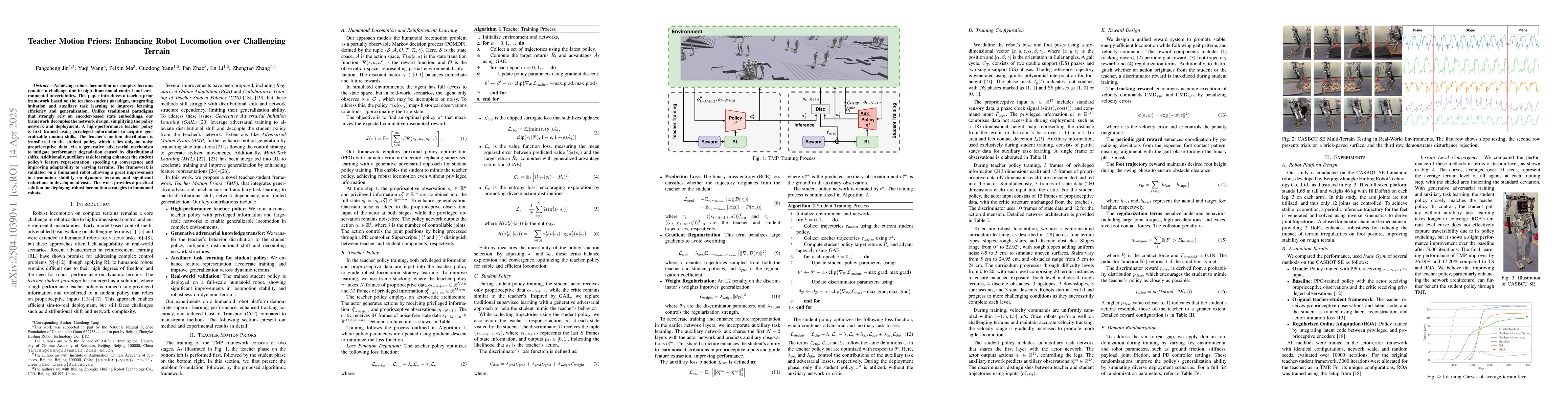 Thumbnail for Teacher Motion Priors: Enhancing Robot Locomotion over Challenging
  Terrain