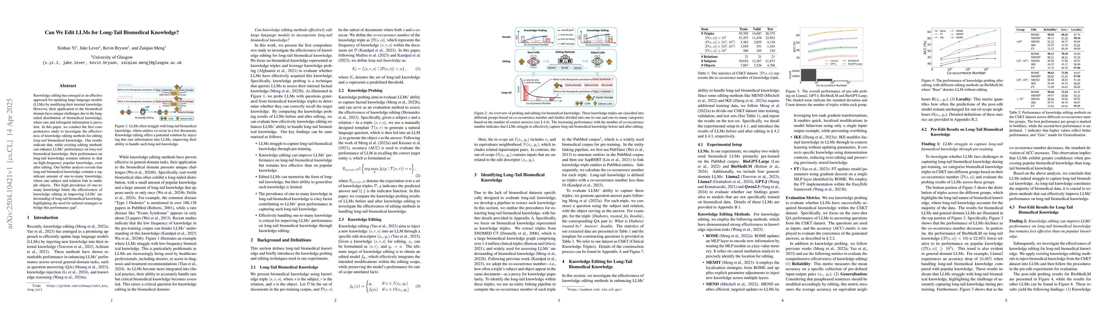 Thumbnail for Can We Edit LLMs for Long-Tail Biomedical Knowledge?