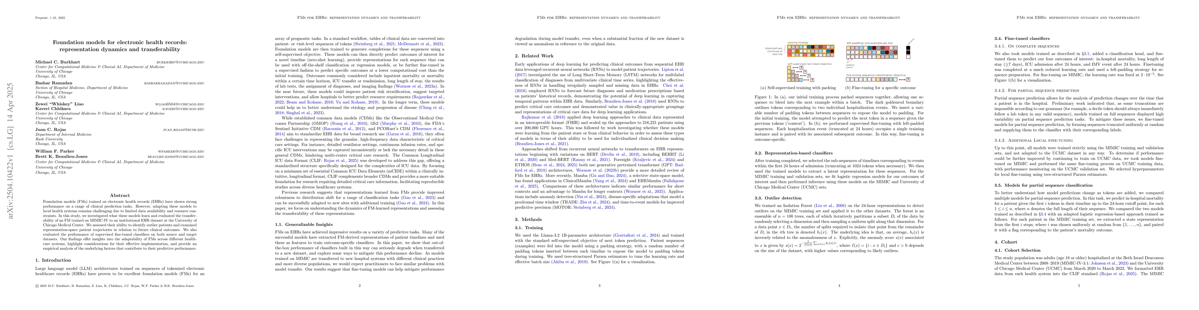 Thumbnail for Foundation models for electronic health records: representation dynamics
  and transferability