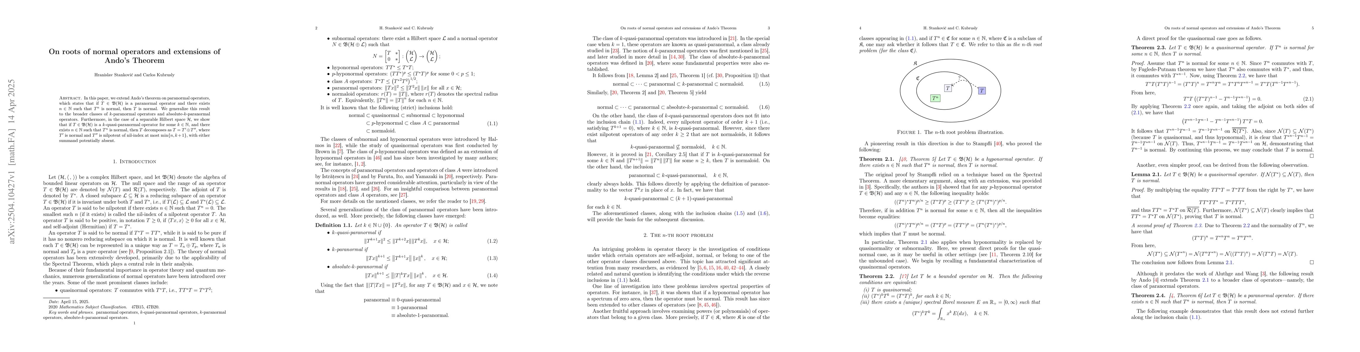 Thumbnail for On roots of normal operators and extensions of Ando's Theorem