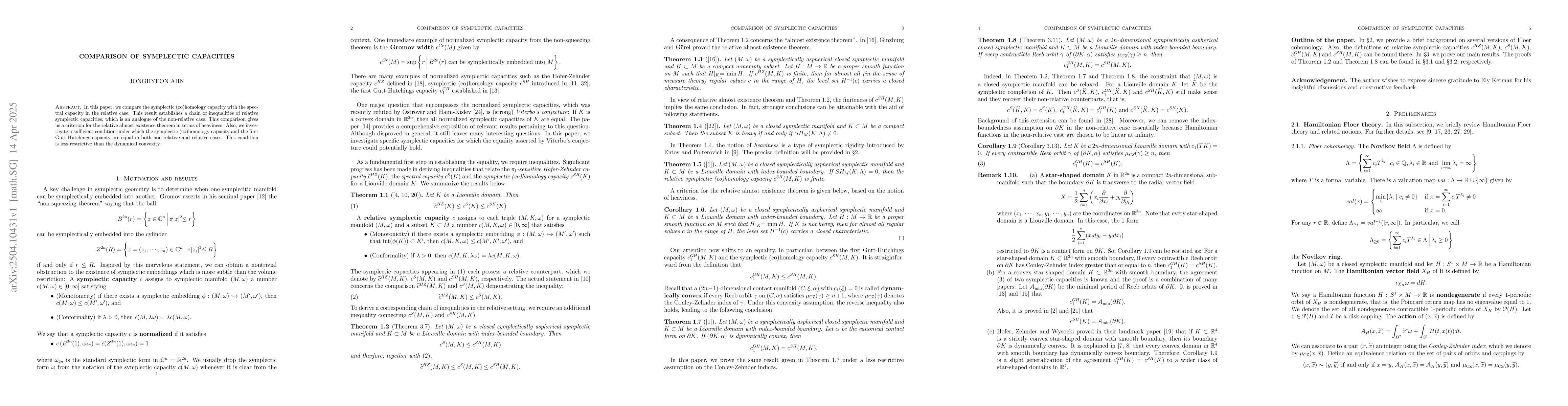 Thumbnail for Comparison of symplectic capacities