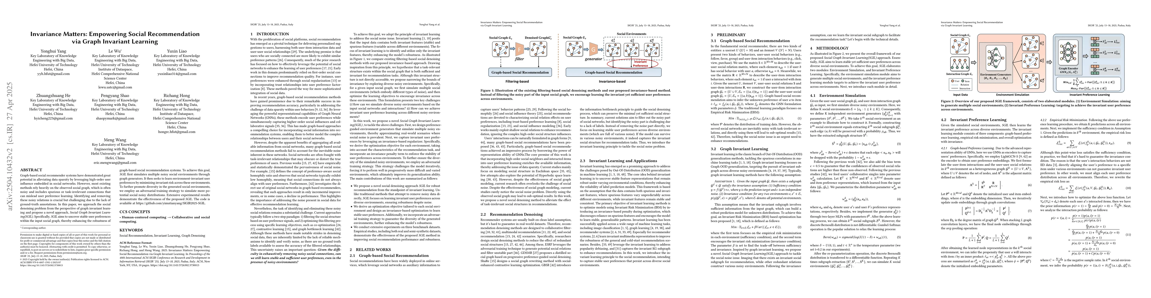 Thumbnail for Invariance Matters: Empowering Social Recommendation via Graph Invariant
  Learning