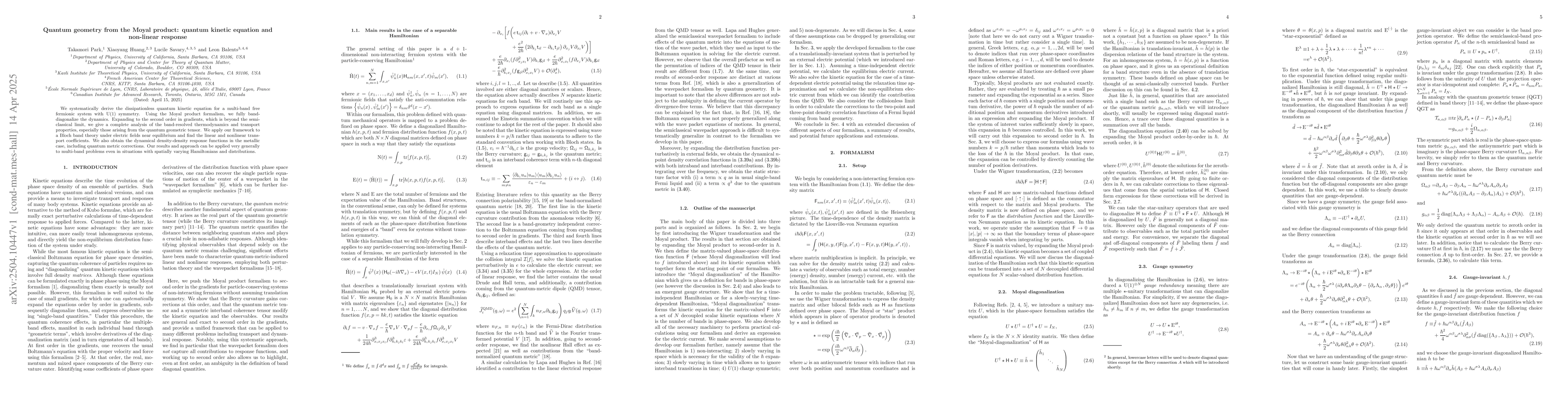 Thumbnail for Quantum geometry from the Moyal product: quantum kinetic equation and
  non-linear response