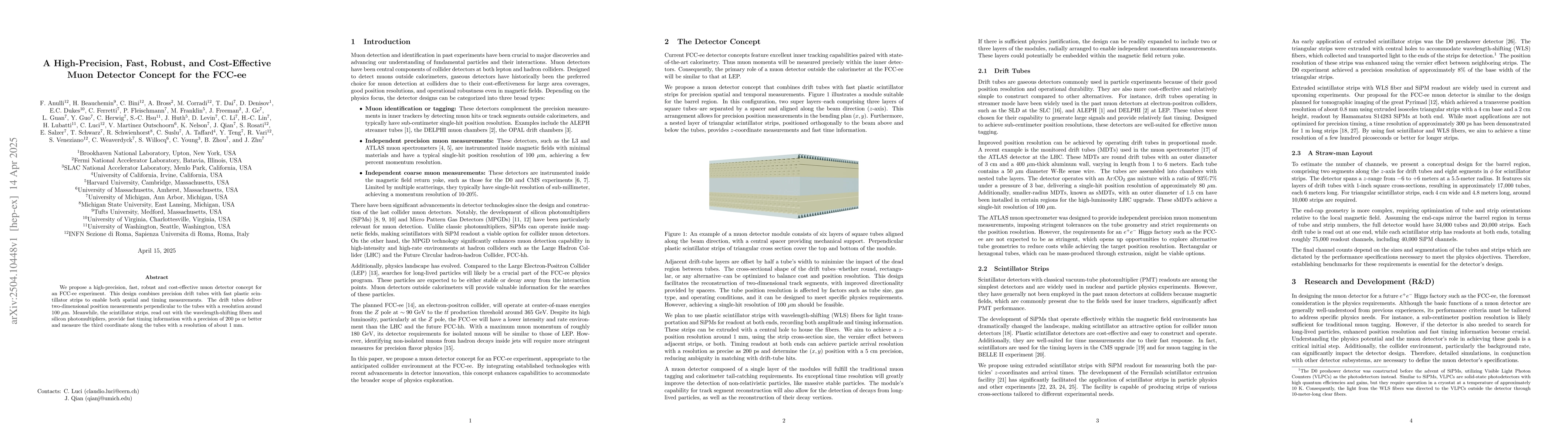 Thumbnail for A High-Precision, Fast, Robust, and Cost-Effective Muon Detector Concept
  for the FCC-ee