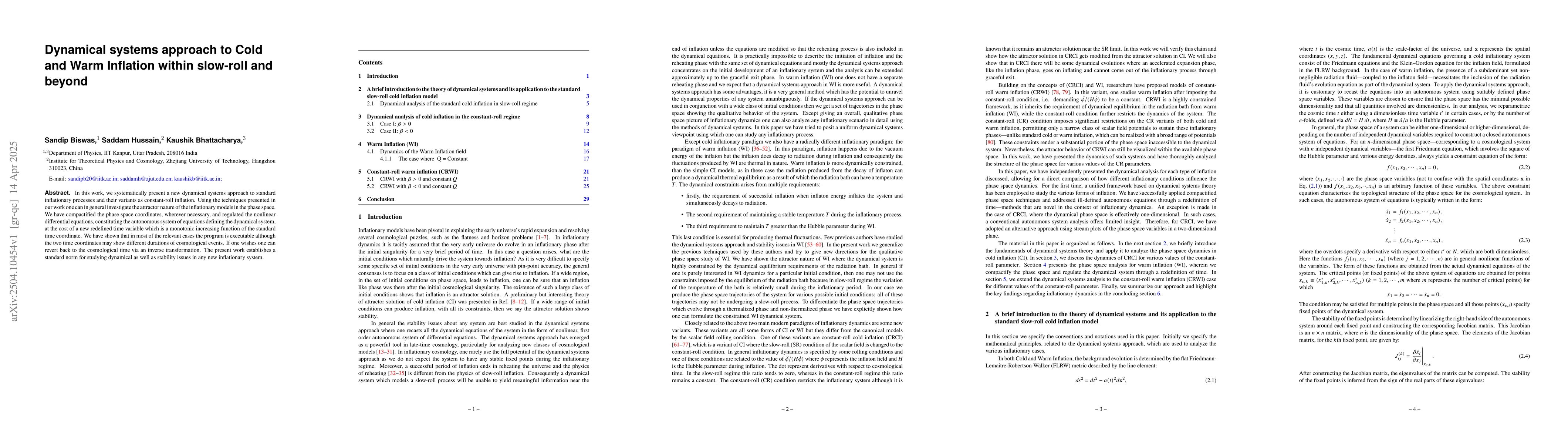 Thumbnail for Dynamical systems approach to Cold and Warm Inflation within slow-roll
  and beyond