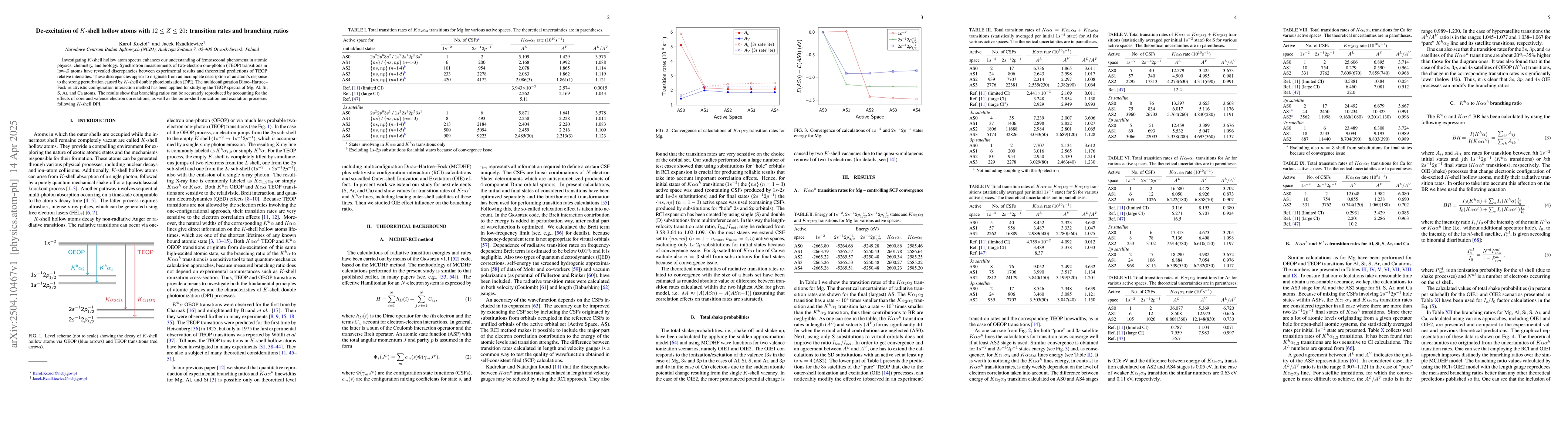 Thumbnail for De-excitation of $K$-shell hollow atoms with $12 \le Z \le 20$:
  transition rates and branching ratios