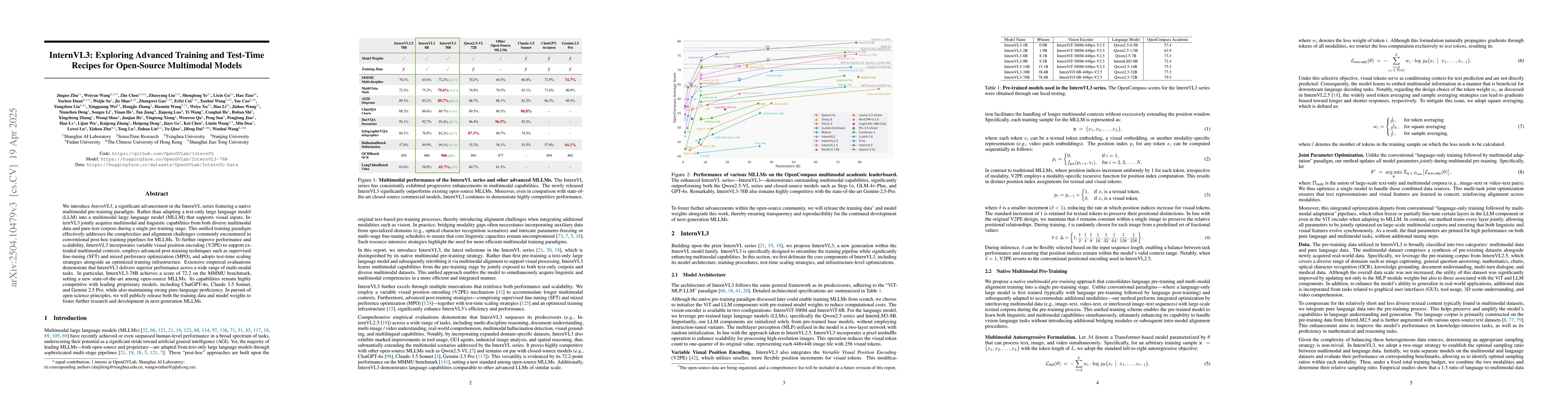 Thumbnail for InternVL3: Exploring Advanced Training and Test-Time Recipes for
  Open-Source Multimodal Models