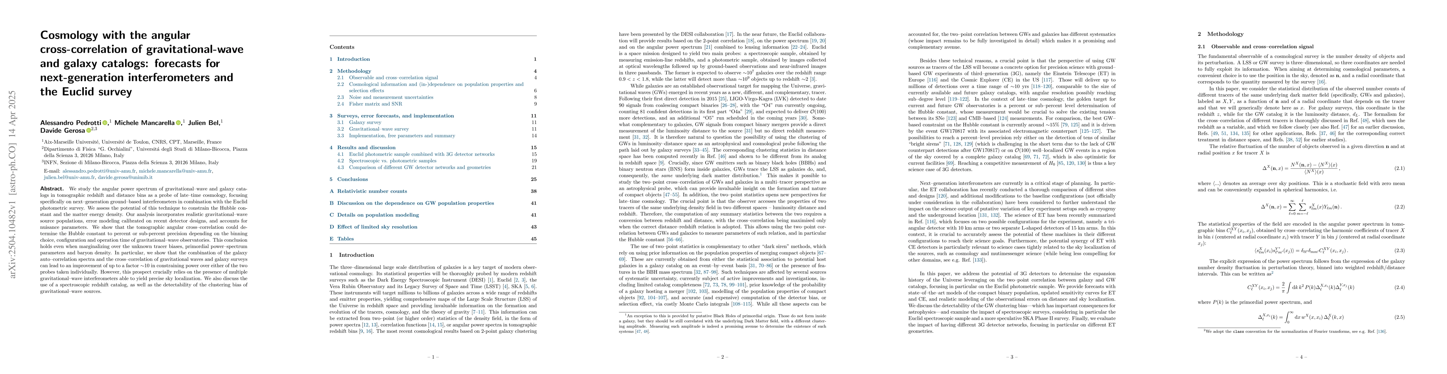 Thumbnail for Cosmology with the angular cross-correlation of gravitational-wave and
  galaxy catalogs: forecasts for next-generation interferometers and the Euclid
  survey