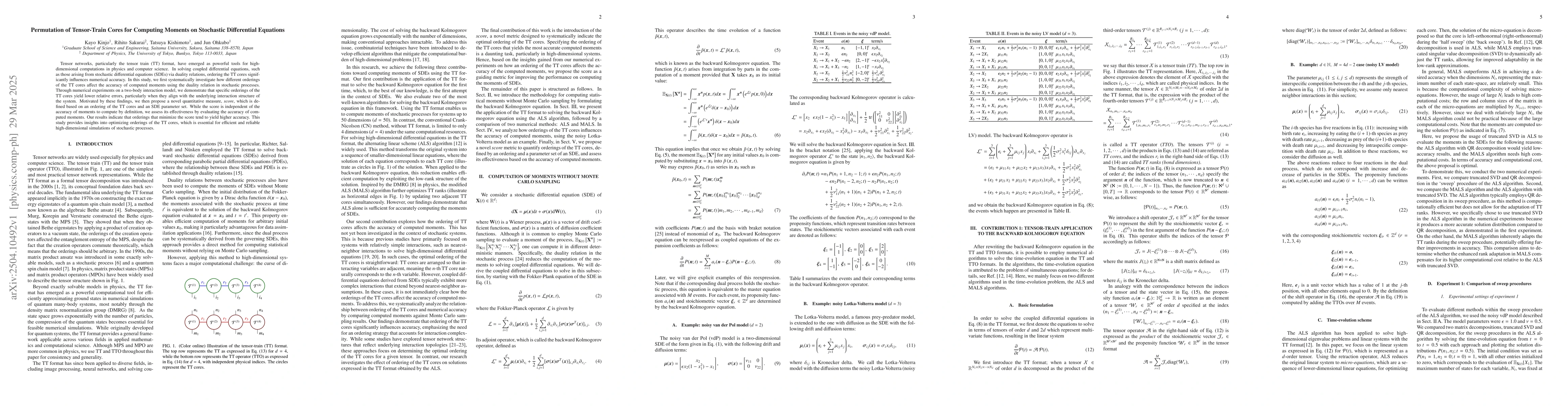 Thumbnail for Permutation of Tensor-Train Cores for Computing Moments on Stochastic
  Differential Equations