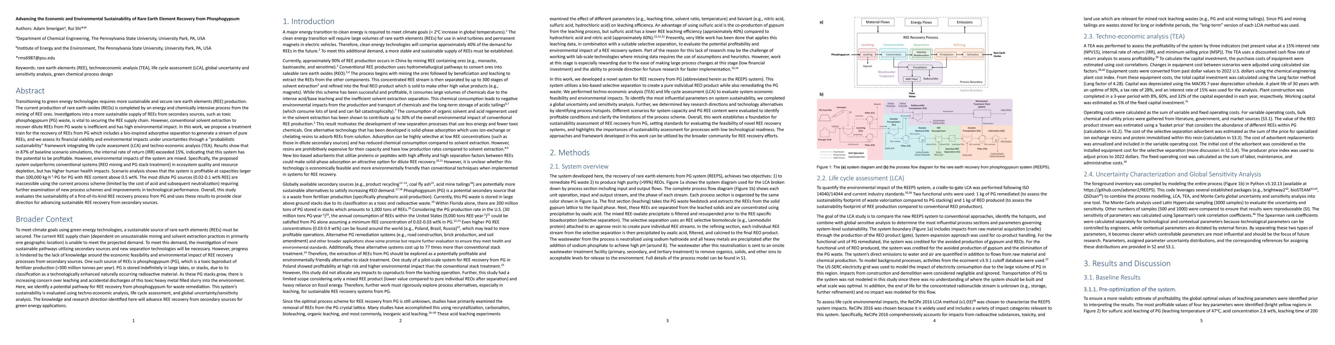 Thumbnail for Advancing the Economic and Environmental Sustainability of Rare Earth
  Element Recovery from Phosphogypsum