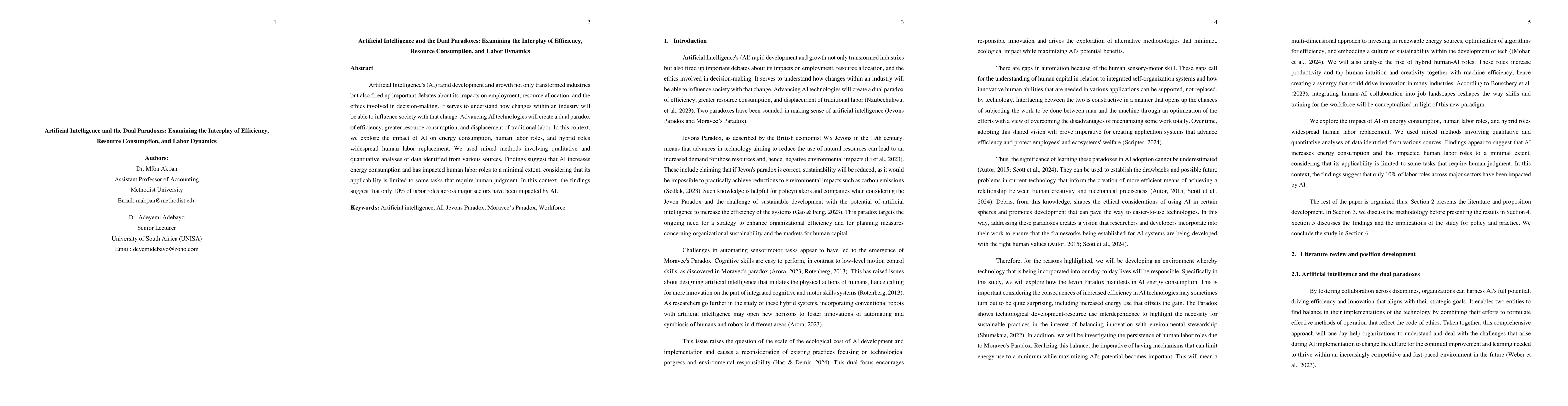 Thumbnail for Artificial Intelligence and the Dual Paradoxes: Examining the Interplay
  of Efficiency, Resource Consumption, and Labor Dynamics