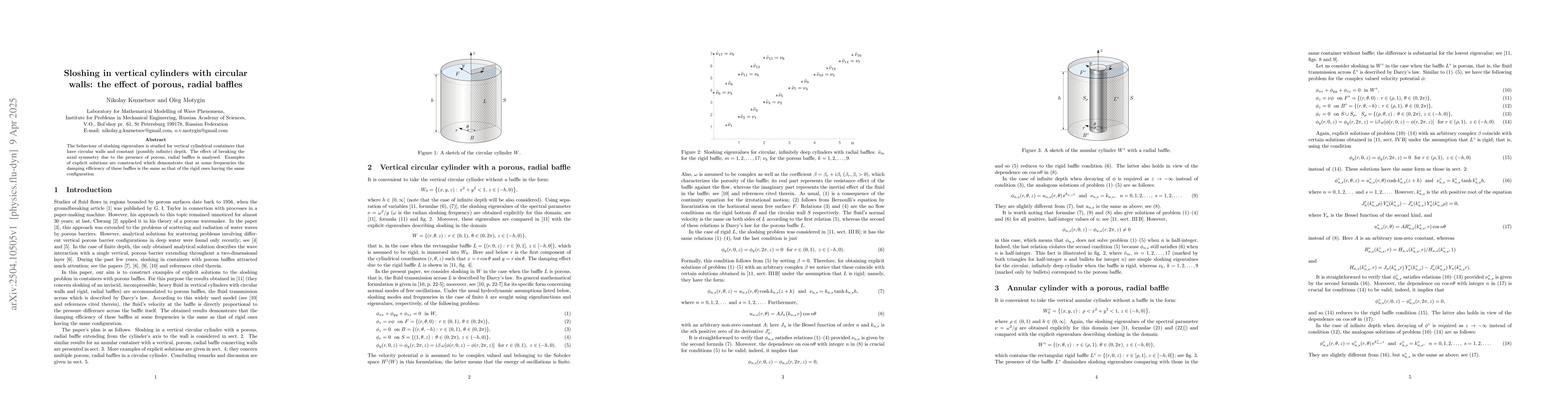 Thumbnail for Sloshing in vertical cylinders with circular walls: the effect of
  porous, radial baffles