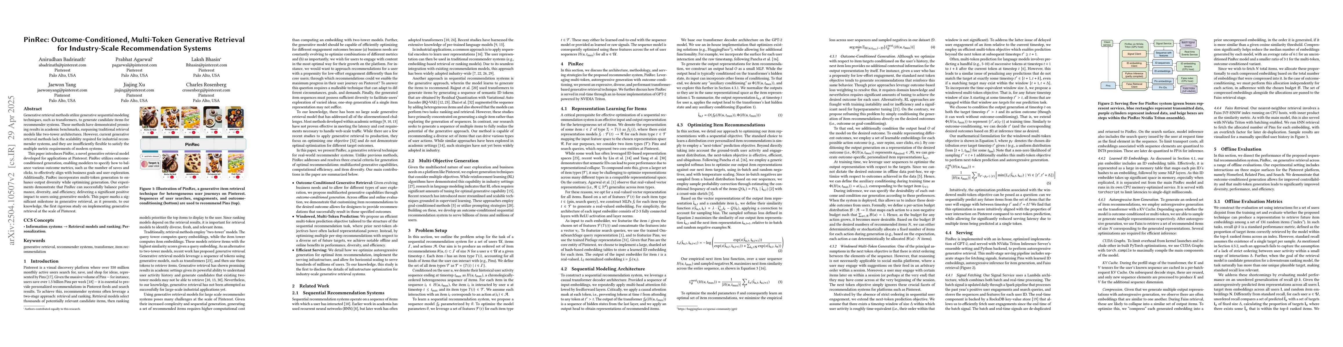 Thumbnail for PinRec: Outcome-Conditioned, Multi-Token Generative Retrieval for
  Industry-Scale Recommendation Systems