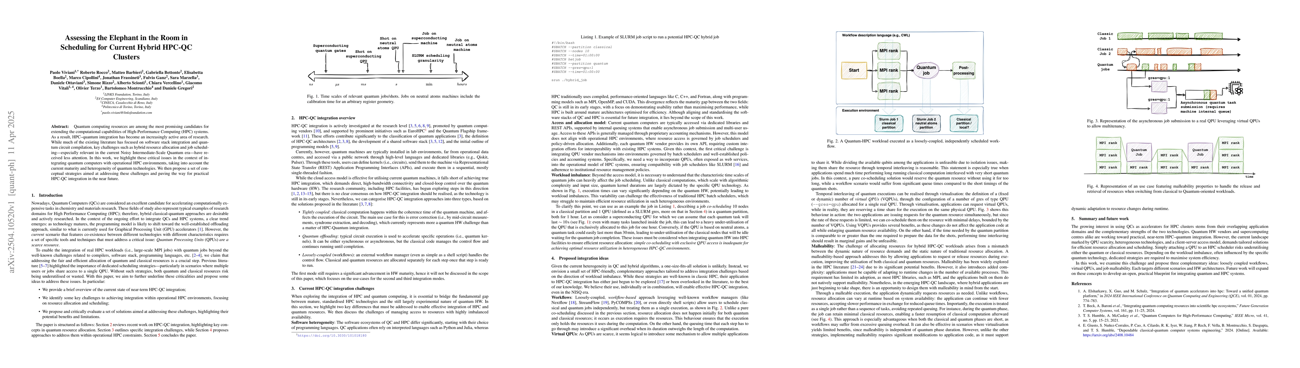 Thumbnail for Assessing the Elephant in the Room in Scheduling for Current Hybrid
  HPC-QC Clusters