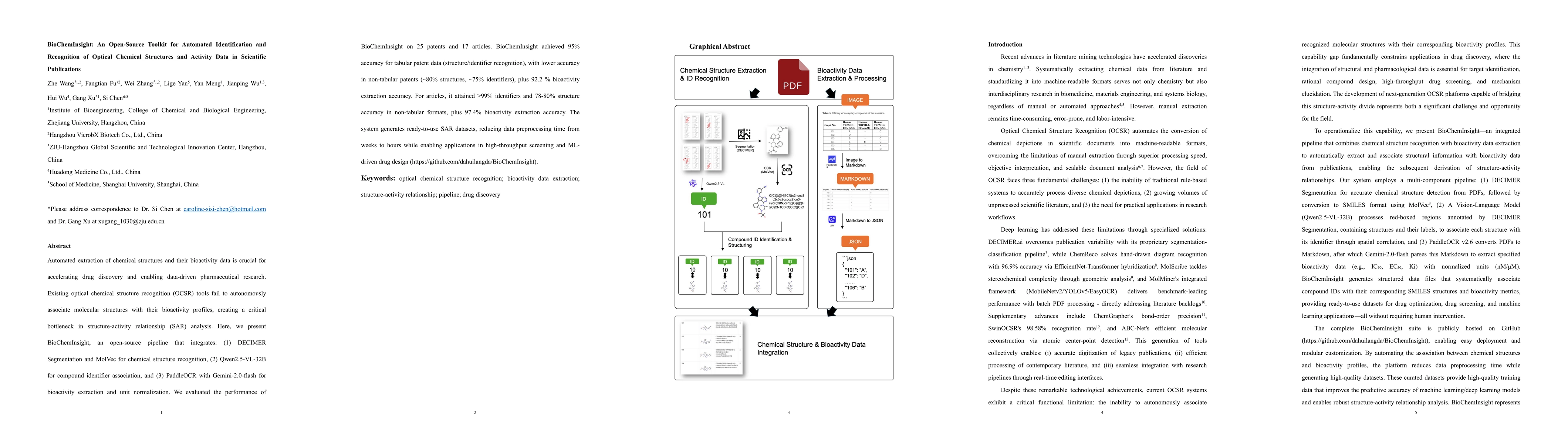 Thumbnail for BioChemInsight: An Open-Source Toolkit for Automated Identification and
  Recognition of Optical Chemical Structures and Activity Data in Scientific
  Publications