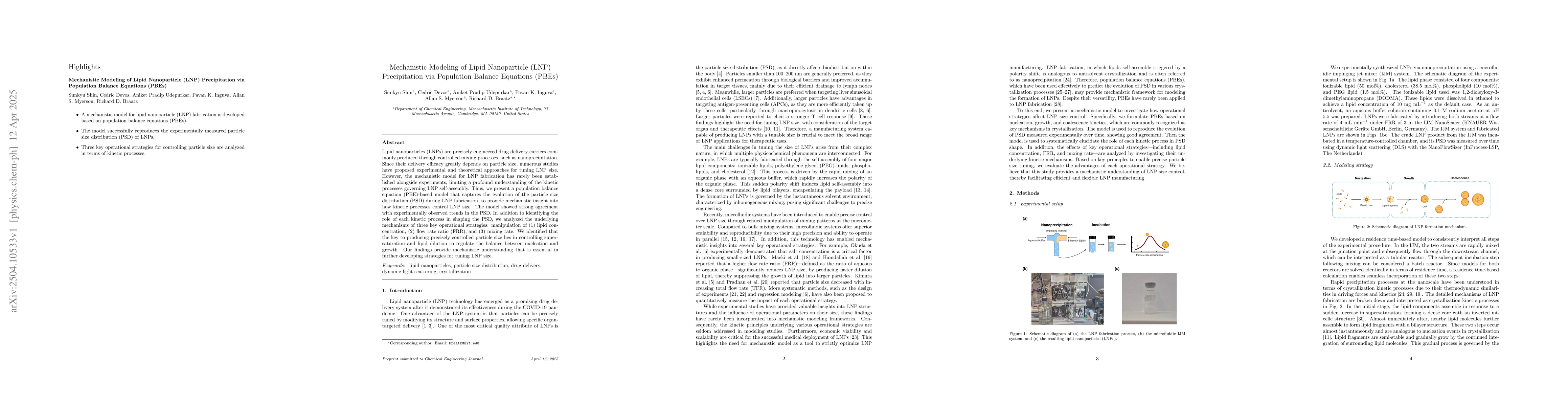 Thumbnail for Mechanistic Modeling of Lipid Nanoparticle (LNP) Precipitation via
  Population Balance Equations (PBEs)