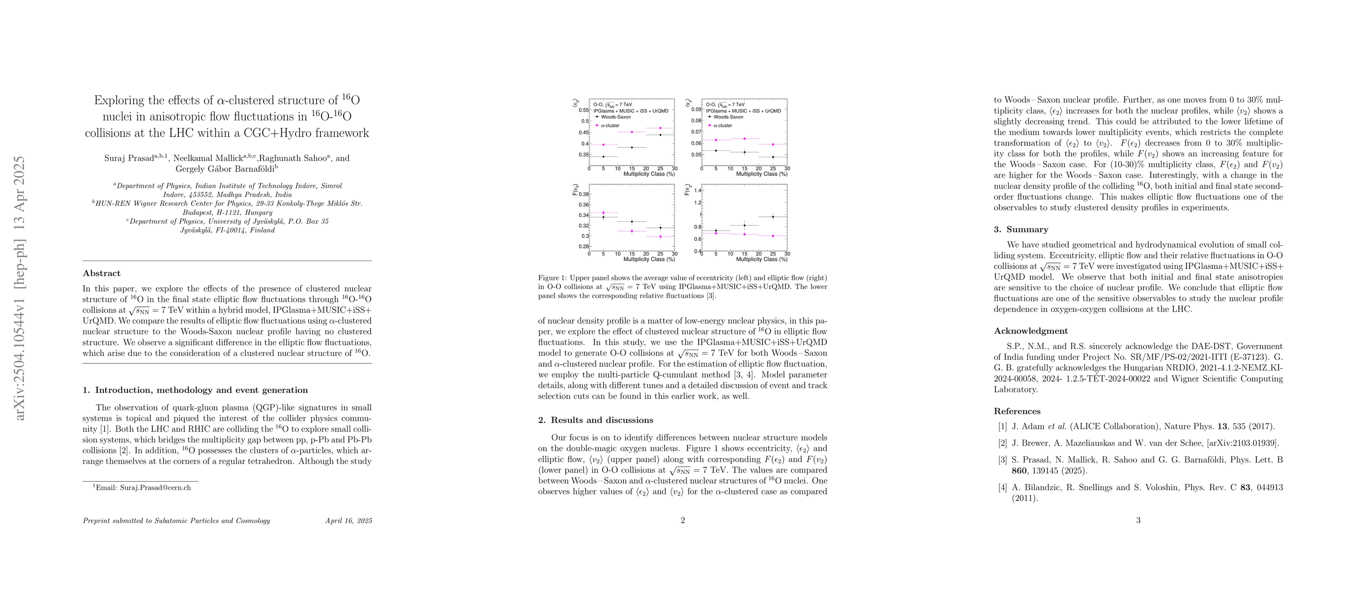 Thumbnail for Exploring the effects of $α$-clustered structure of $^{16}O$ nuclei
  in anisotropic flow fluctuations in $^{16}O$-$^{16}O$ collisions at the LHC
  within a CGC+Hydro framework