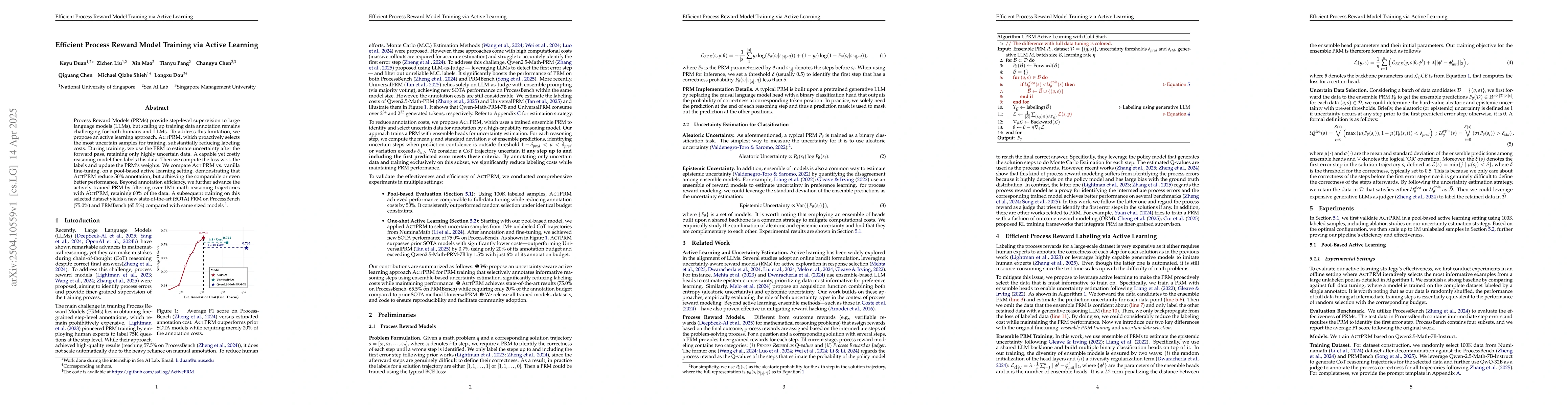 Thumbnail for Efficient Process Reward Model Training via Active Learning